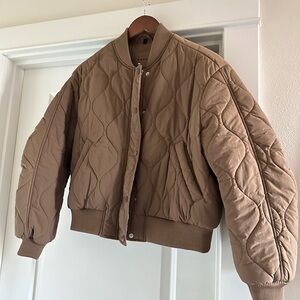 Blank NYC Quilted Bomber Jacket, Brown, Size S